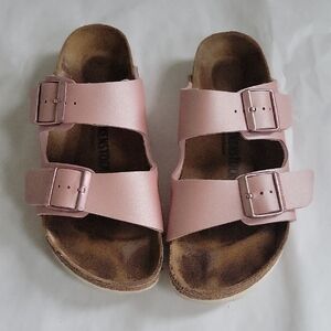Birkenstock Arizona Narrow Irridescent Pink Two Strap Buckle Sandals Size 9 (40)